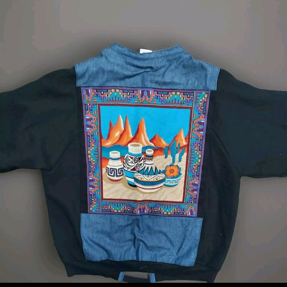Vintage Southwest Cardigan Sweater Size XL Native American Pottery Desert